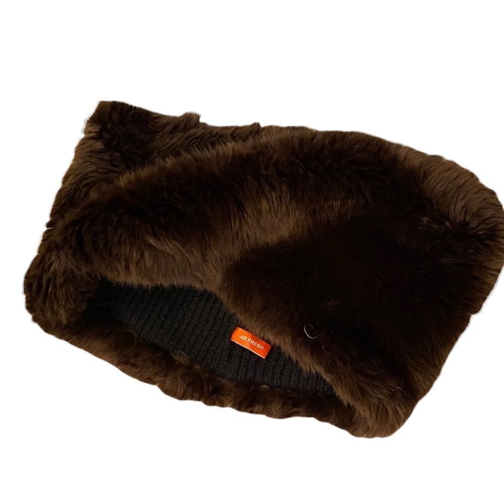 NWOT JOE FRESH Brown Faux Fur Infinity Neck Scarf One Size